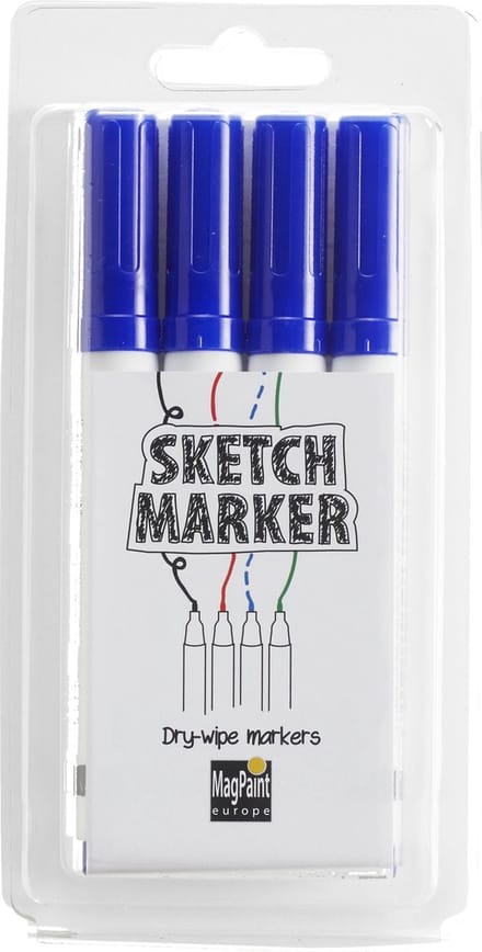 MagPaint - Sketchmarker - Whiteboardstiften - Blauw - Set van 4