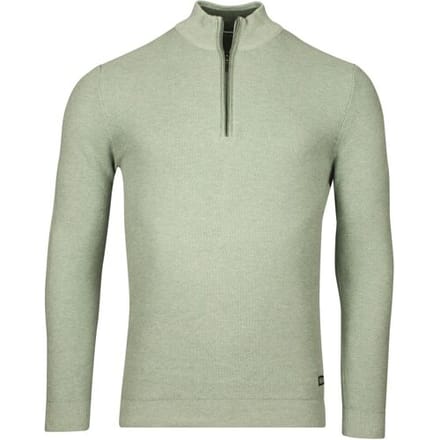 Baileys Trui Half Zip Structure Knit Combed Cotton Misty Green Melange / male