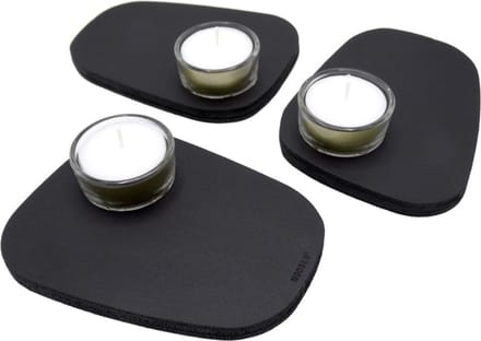 NOOBLU PEBL waxinelichthouder - Midnight black - set van 3