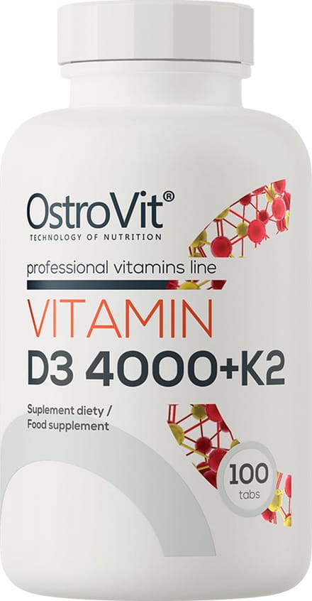 Vitaminen - OstroVit Vitamine D3 4000 + K2 100 tabletten - 100 Tabletten + BeBulk Nutrition Pillendoos