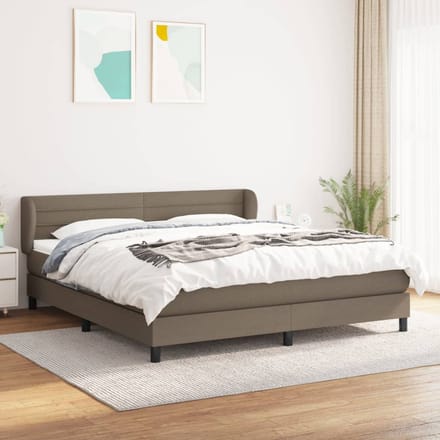 vidaXL - Boxspring - met - matras - stof - taupe - 160x200 - cm