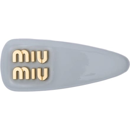 Miu Miu Décoration Lettre Logo 3D Clip Cheveux Cuir Métal Accessoires Femmes Gris 5IF092_069_F0591 Basic Packaging-Box Not Included