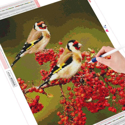 Peinture de diamant 5d avec perceuse complète, broderie d'art d'animal rond, oiseau, décoration de la maison 20X30CM beige