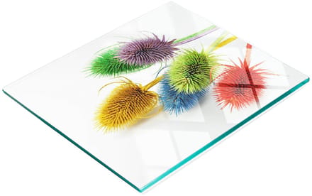 Decoratieve glazen serveerplank met afbeelding van een distel, 60x52 cm, voor het serveren van snacks