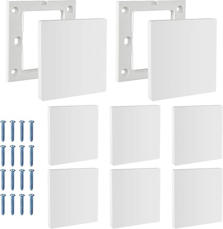 Blinde wandplaat - Afdekking stopcontact - Muur afwerken - Bevestiging met schroeven - 86 x 86 cm - Wit