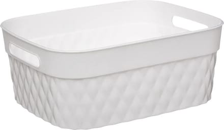 5Five Opbergmand/box van kunststof - wit - 25 x 33 x 13 cm - 8.5 liter