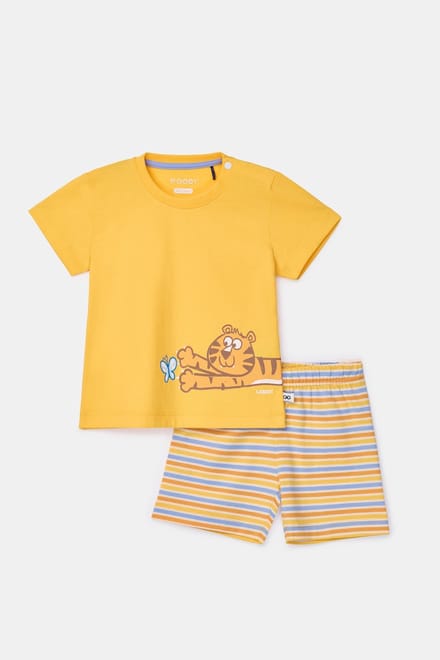 Woody - Baby Jongens Pyjama - Geel - 12 maand / 80
