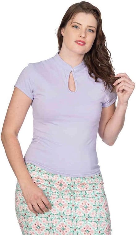 Dancing Days - Mandarin collar Top - M - Paars