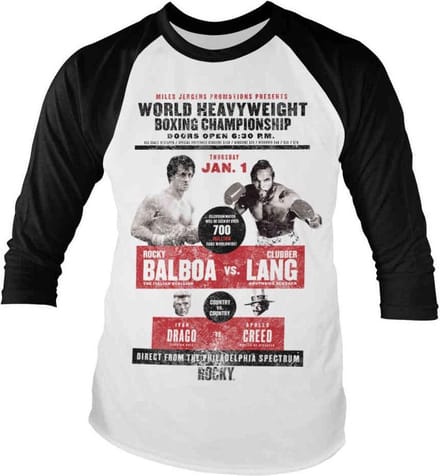 Rocky Raglan top -M- World Heavyweight Poster Wit/Zwart