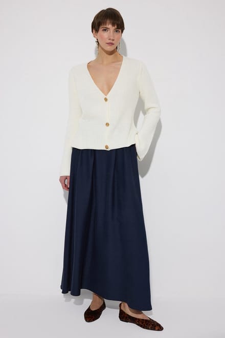 Touché Privé - Rok met speciale textuur en elastische taille - Marine - Dames