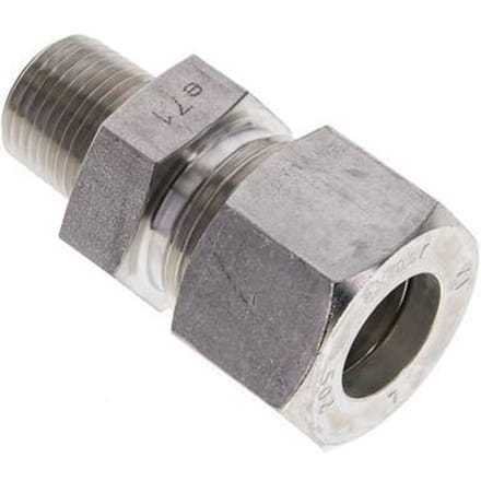 1/2'' NPT Buitendraad x 20S RVS Rechte Knelfitting 400 Bar DIN 2353 - FL2S-MO-ST-012N-20-S