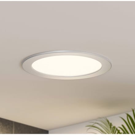 Prios LED inbouwlamp Cadance, zilver, 22 cm, CCT, IP44