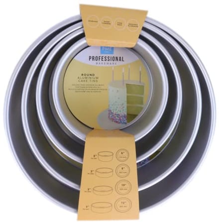 Set van 4 ronde cakevormen 6, 8, 10 inch - diep, 30 x 7 cm