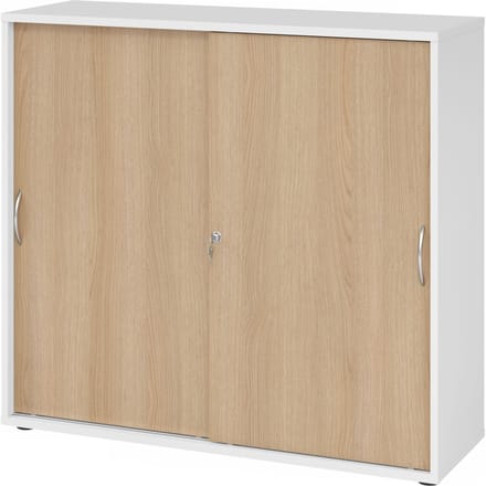 BETA 1753S | Schuifdeurkast | 3 OH - Wit/Eiken Metalen handgreep
