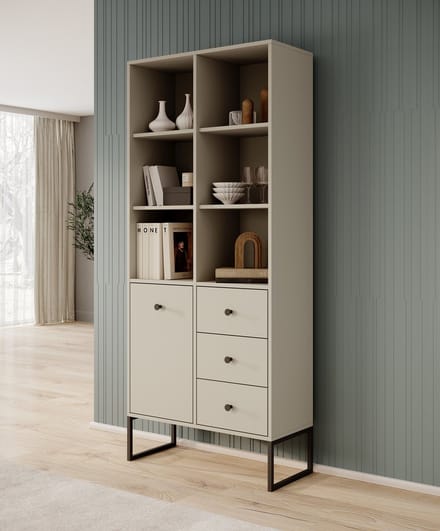 Meubella - Boekenkast Lyndall - Beige - 77 cm