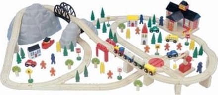 Houten treinset met berg 115-Delig Mentari 6122