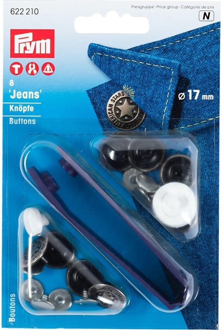 Prym Jeansknopen MS American Star - 17 mm oudzilver - 8 stuks