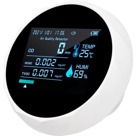 2CO16TB 6-in-1 multifunctionele luchtkwaliteitsmonitor, draagbare formaldehydedetector Professionele luchtkwaliteit wit
