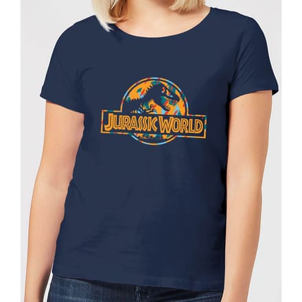 Jurassic Park Logo Tropical Women's T-Shirt - Navy - M