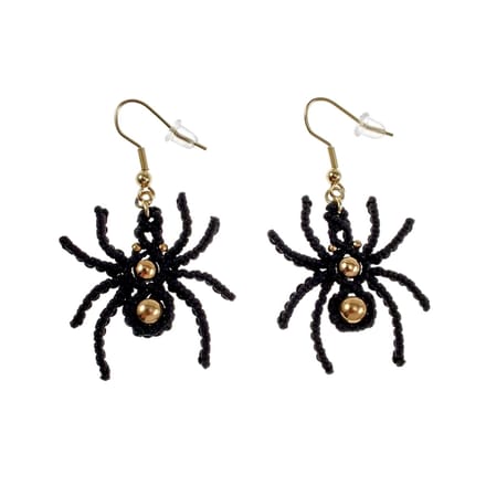 Spinnen Oorbellen, Haakoorbellen Dames, Halloween, Micro Macramé, Verguld RVS - Handgemaakt