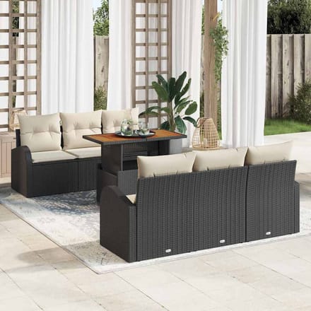 vidaXL - Tuinbank - Set - 7 - st - Zwart - en - crème