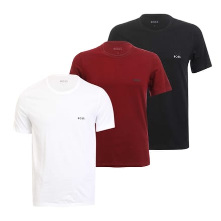 Boss Heren Logo T-shirt (Set van 3) (Zwart, Wit, Maroon)