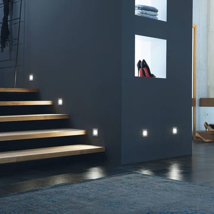 Hera LED wand inbouwlamp Wall F, grijs, 0,9 W, 7,5 x 7,5 cm