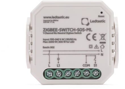 Ledtastic ZIGBEE-SWITCH-S05-ML slimme schakelaar zonder nuldraad - Zigbee 3.0