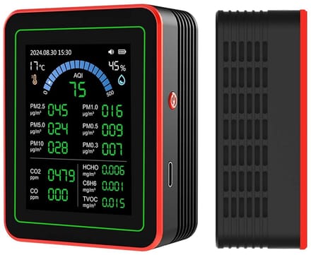 Luchtkwaliteit Meter - Binnenhuis Sensor - Gezond Leven - 18 Functies - Compact Formaat - Zwart