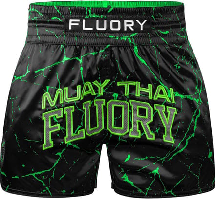 Fluory Muay Thai Kickboks Short Zwart Marmer Groen - M