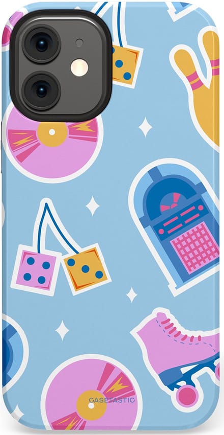 Casetastic Hoesje Geschikt voor Apple iPhone 12 Mini - Stijlvolle Beschermende Duo-layer Case - Flashback vibes