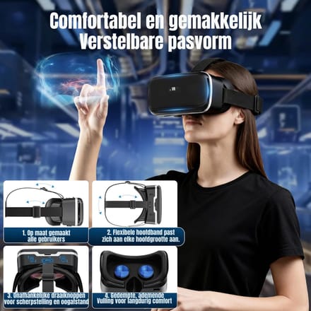 QUOVO® VR Bril met Controllers - VR Bril - VR Games - Zwart - 20cm x 15cm x 11cm