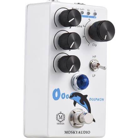 MOSKYAudio Distortion/Overdrive Gitaareffectpedaal 4 Modus Schakelaar Volume/Toon/Drive Regelaars wit