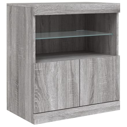 vidaXL - Dressoir - met - LED-verlichting - 60x37x67 - cm - grijs - sonoma - eiken