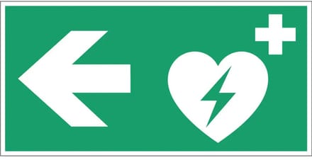 AED pijl links sticker - E010 | 15 x 7,5 cm