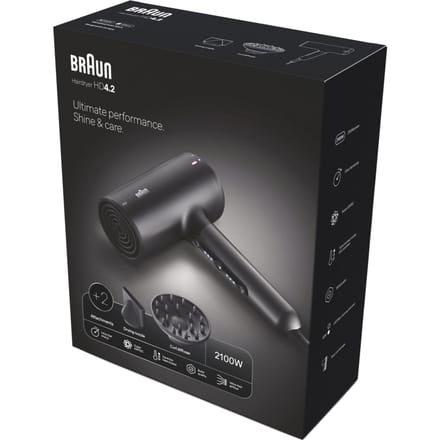 Braun HD4.2 Super Iontec Föhn BRHD425E - Haardroger - Föhn inclusief diffuser - Eenvoudig snoeropslag