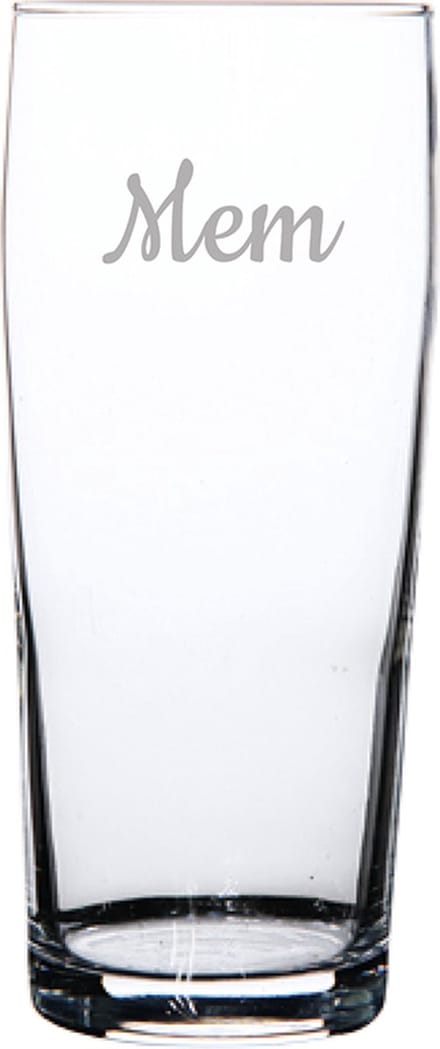 Gegraveerde bierfluitje 19cl Mem