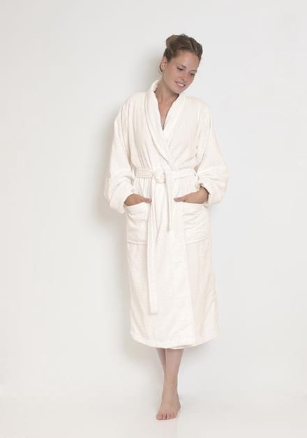 HnL Badjas Velours Carré - Off-white - Maat XL