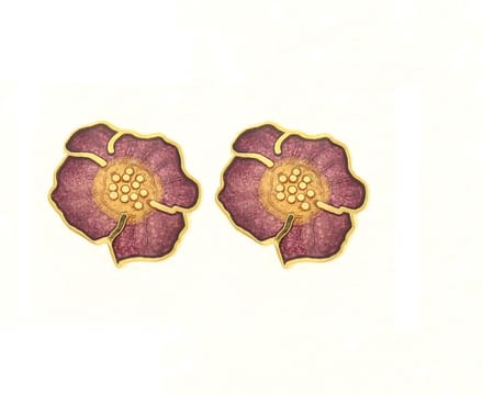 Behave - Oorringen dames - bloemmotief - paars - 1,5 cm