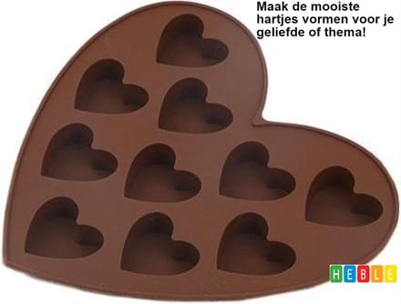 *** 2x Hart Chocoladevorm - Siliconen Bakvorm - 2x 10 Hartjes - Muffin en cupcakes - Hartvorm - Ijsblokjeshouder - van Heble® ***