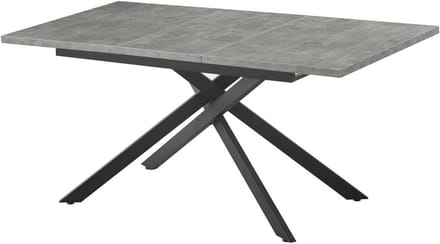 Uitschuifbare Eettafel Hout met Zwart Kruisframe Industrieel Modern Design 120 tot 160 cm