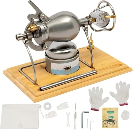 Popcorn Maker - Maïs Machine - Snacks Maken - Handgedraaid Ontwerp - 1 Liter Capaciteit - Zilver