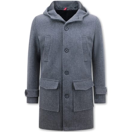 Parka Heren Winterjas - Winterjassen Heren Lang - Mantel Jas Heren - Trenchcoat heren - 8931- Grijs