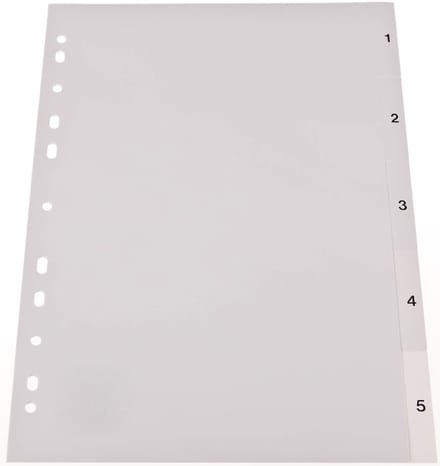 proOFFICE kunststof tabbladen, cijfers, A4, 5-delig