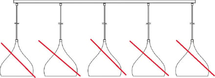 Losse opbouw basis voor pendels 5x, wit, 180cm