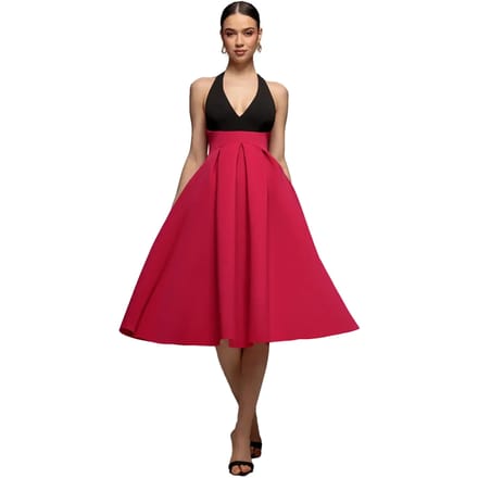 Halter Neck Contrast Dress Dames Goddiva