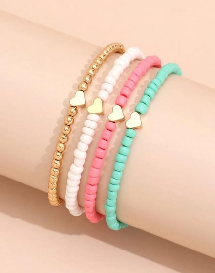 4 stuks armbandjes hart