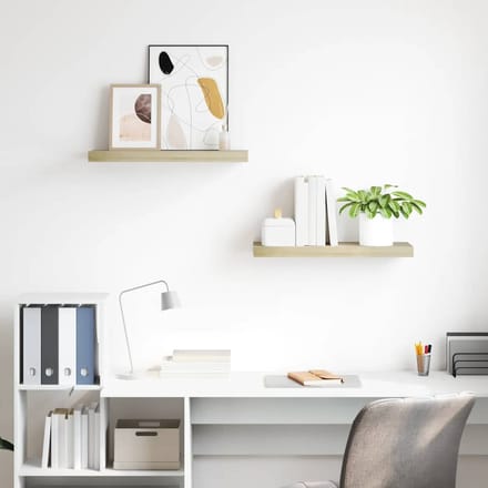 vidaXL - Wandschappen - zwevend - 2 - st - 60x23,5x3,8 - cm - MDF - eikenkleurig