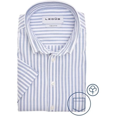 Ledûb Overhemd Oxford Stripe Midden Blauw / male