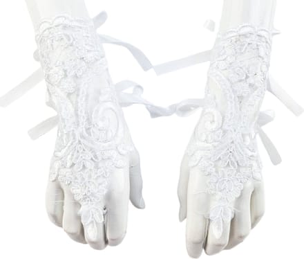 BamBella® - Handschoenen Kort Wit kant- dames